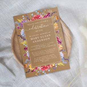 Kraft Succulents Celebration of Life Memorial Kaart