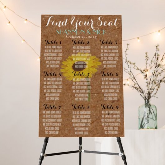 Kraft Sunflower Autumn 9 Seating Table Wedding Poster