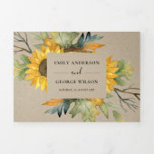 KRAFT SUNFLOWER WATERVERF FLORAL WEDDING INVITE DRIELUIK UITNODIGING (Cover)