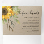 KRAFT SUNFLOWER WATERVERF FLORAL WEDDING INVITE DRIELUIK UITNODIGING (Binnenzijde eerst)