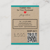 Kraft Teal Necklace Earrings Logo Website QR Code Visitekaartje (Achterkant)