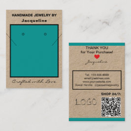 Kraft Teal Necklace Earrings Logo Website QR Code Visitekaartje