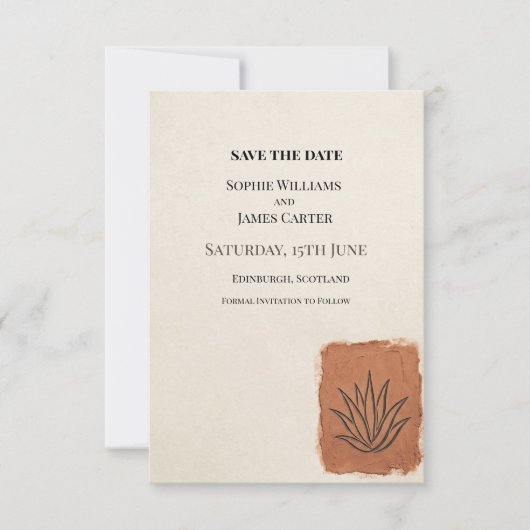 Kraft Terracotta Bruiloft Save The Date (Voorkant)
