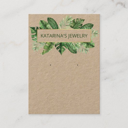 Kraft Tropical Leaves Ketting & Oorbel Display Visitekaartje (Voorkant)