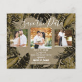 Kraft Tropical Palm Leaves Wedding Save the Date (Voorkant)