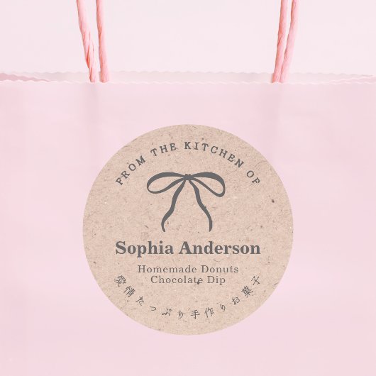 Kraft uit de keuken van Coquette Bow Ribbon Ronde Sticker
