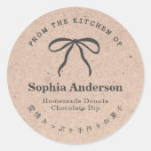 Kraft uit de keuken van Coquette Bow Ribbon Ronde Sticker (Voorkant)