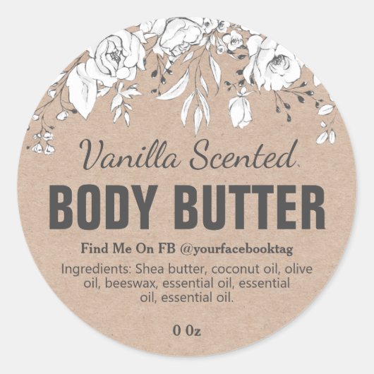 Kraft Vanilla Scent Body Butter Product Labels (Voorkant)