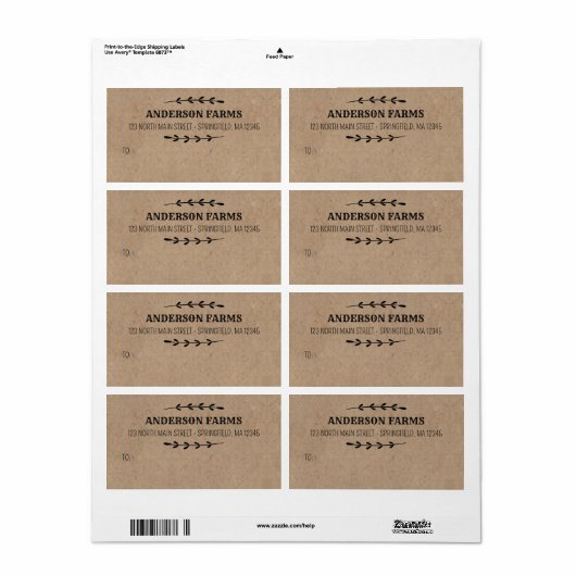 Kraft Verzendlabels voor zakelijk of persoonlijk g Etiket (Full Sheet)