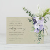 Kraft Violet Paarse Floral Leafy Wedding Invite Bedankkaart (Staand voorkant)
