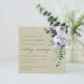 Kraft Violet Paarse Floral Leafy Wedding Invite Bedankkaart (Staand voorkant)
