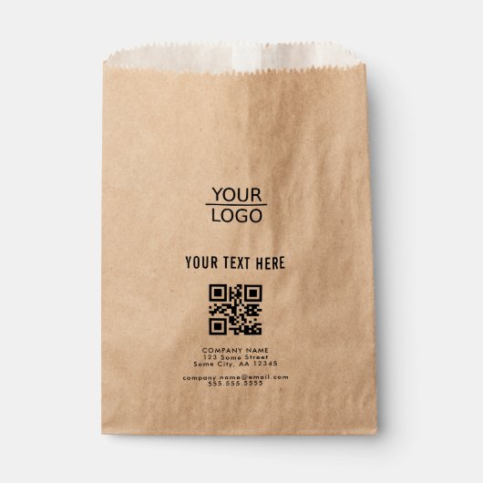 Kraft Voeg je Logo QR Code Aangepaste Tekst Promot Bedankzakje (Voorkant)
