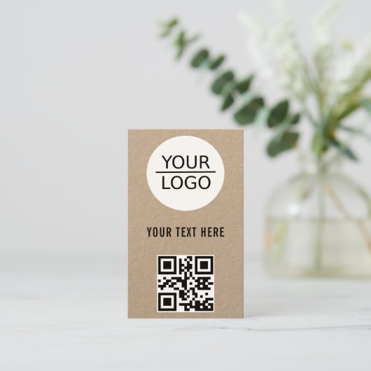 Kraft Voeg je Logo QR Code aangepaste tekstpromoti Visitekaartje (Staand voorkant)