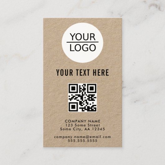 Kraft Voeg je Logo QR Code aangepaste tekstpromoti Visitekaartje (Voorkant)