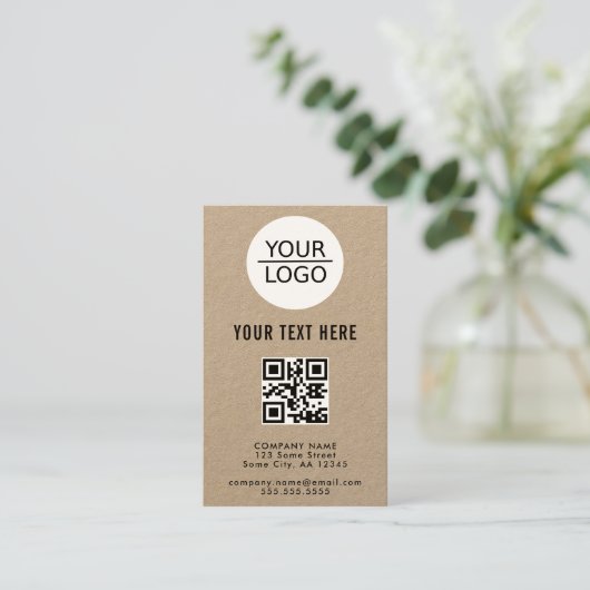 Kraft Voeg je Logo QR Code aangepaste tekstpromoti Visitekaartje (Staand voorkant)