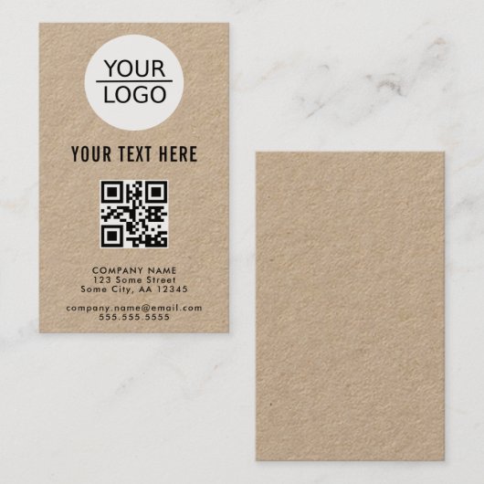 Kraft Voeg je Logo QR Code aangepaste tekstpromoti Visitekaartje (Voorkant / Achterkant)