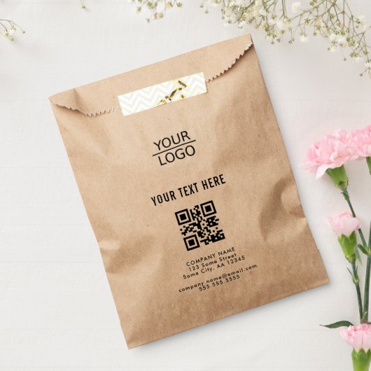 Kraft Voeg uw Logo QR-code Aangepaste Tekst Promot Bedankzakje (Gezegeld)