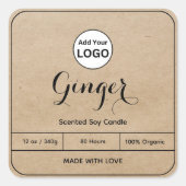 Kraft Voeg uw Logo zwarte rand kaars label (Voorkant)