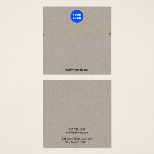 Kraft voegt Logo Ketting en oormergkaart toe Vierkante Visitekaartjes (Voorkant /achterkant)