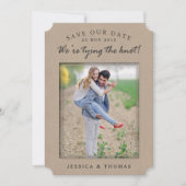 Kraft voor het land Rustic | Aangepaste foto slaat Save The Date (Voorkant)