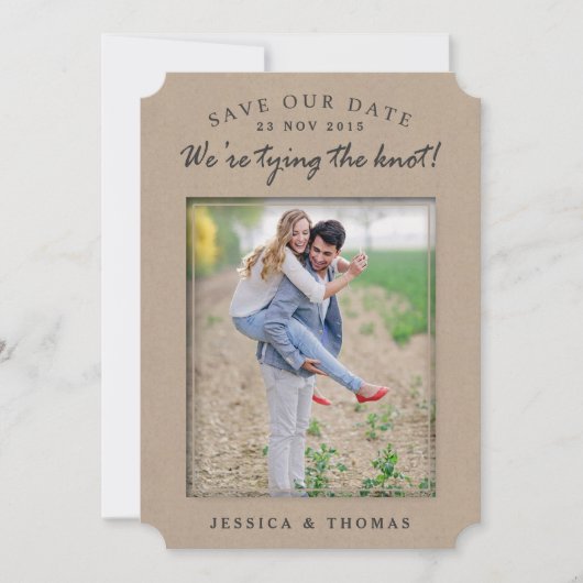 Kraft voor het land Rustic | Aangepaste foto slaat Save The Date (Voorkant)