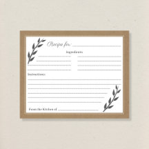 Kraft & Vrijgezellenfeest Recipe Kaart