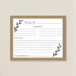 Kraft & Vrijgezellenfeest Recipe Kaart