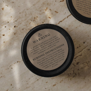 Kraft Waarschuwing Brandende Instructies Kaarsetik Ronde Sticker