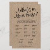 Kraft Wat zit er in je Purse Baby shower Game Kaar (Voorkant / Achterkant)