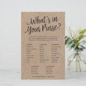 Kraft Wat zit er in je Purse Baby shower Game Kaar (Staand voorkant)