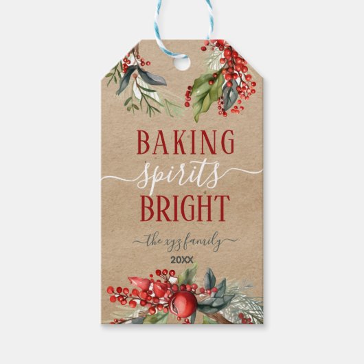 Kraft Waterverf Baking Spirits Bright Holiday Cadeaulabel (Voorkant)