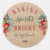 Kraft Waterverf Baking Spirits Bright Holiday Ronde Sticker (Voorkant)