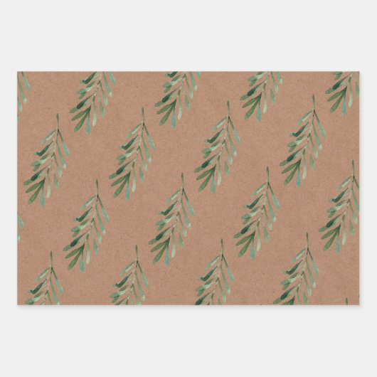 Kraft-Waterverf Berry en Greenery Leaf    Inpakpapier Vel (Voorkant 2)