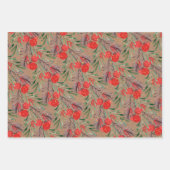 Kraft Waterverf Berry - Greenery Leaves & Gold Inpakpapier Vel (Voorkant 3)