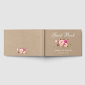 Kraft Waterverf Bloemen Roze Blush Bruiloft Gastenboek (Volledig)
