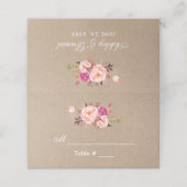 Kraft Waterverf Bloemen Roze Blush Bruiloft Plaatskaartje (Buitenkant ongevouwen)
