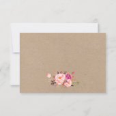 Kraft Waterverf Bloemenroze RSVP Bruiloft Kaartje (Achterkant)