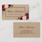 Kraft Waterverf Bourgondië Marsala Floral Visitekaartje (Voorkant / Achterkant)