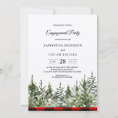 Kraft-waterverf dennenbomen en rode Buffalo geruit Kaart (Voorkant)