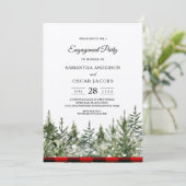 Kraft-waterverf dennenbomen en rode Buffalo geruit Kaart (Staand voorkant)