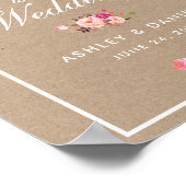Kraft Waterverf Floral Pink Blush Weddenschap Welk Poster (Hoek)