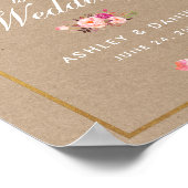 Kraft Waterverf Floral Pink Gold Weddenschap Welko Poster (Hoek)