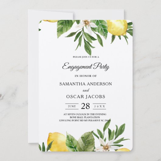 Kraft Waterverf Gele leemons & Leaf Kaart (Voorkant)