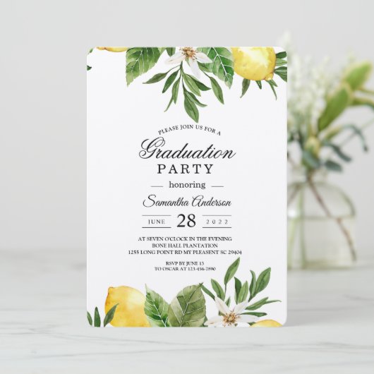 Kraft Waterverf Gele leemons & Leaf Kaart (Staand voorkant)