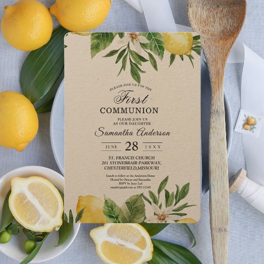 Kraft Waterverf Gele leemons & Leaf Kaart