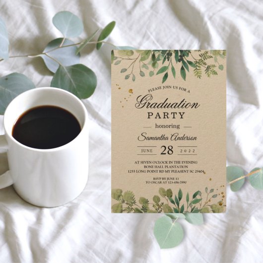 Kraft Waterverf Green Leaves Branch Kaart