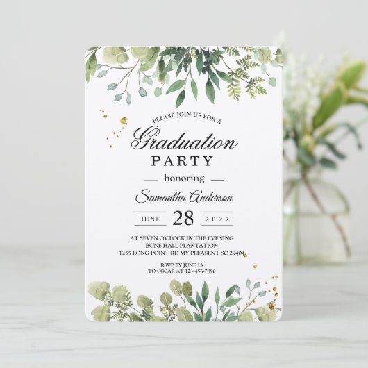 Kraft Waterverf Green Leaves Branch Kaart (Staand voorkant)