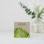 KRAFT WATERVERF GREEN MONSTERA LEAF FOLIAGE VIERKANTE VISITEKAARTJE (Staand voorkant)