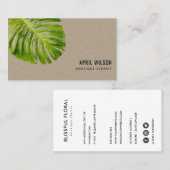 KRAFT WATERVERF GREEN MONSTERA LEAF FOLIAGE VISITEKAARTJE (Voorkant / Achterkant)