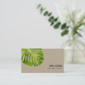 KRAFT WATERVERF GREEN MONSTERA LEAF FOLIAGE VISITEKAARTJE (Staand voorkant)
